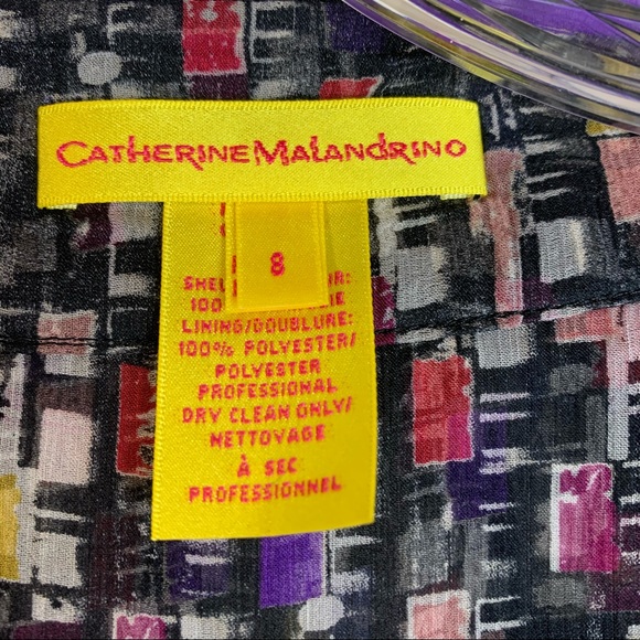 Catherine Malandrino stylish printed blouse 100% Silk Size 8 - Picture 3 of 7